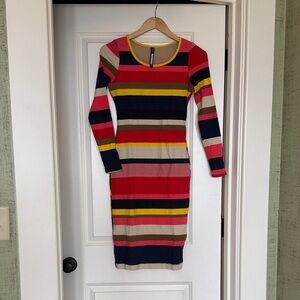 Tracy Reese Multicolor Striped Rib-Knit Long Sleeve Dress